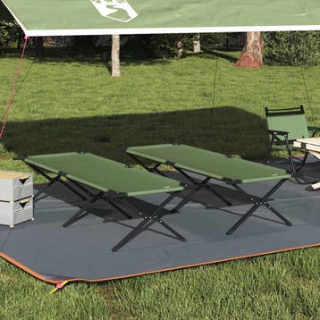 vidaXL Opvouwbaar Camping Bed 2 st Groen 210 x 80 x 46 cm, Verzenden, Nieuw