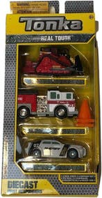 Tonka 3 pak Politiewagen, reddingsvoertuig en bulldozer van, Verzenden, Nieuw