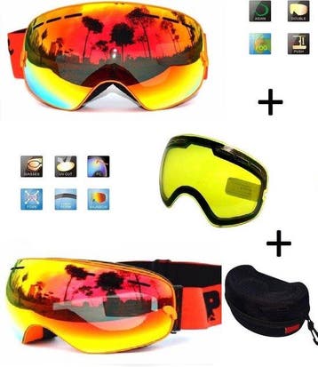 Ski Bril F Type 9 – Frameless Design met Extra Lens &, Ophalen of Verzenden, Nieuw