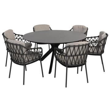 Calpi Locarno dining tuinset 160 cm rond 7 delig HPL, Ophalen of Verzenden, Nieuw
