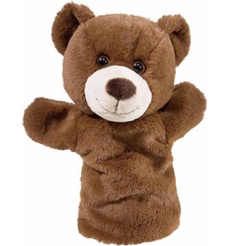Pluche handpop bruine beer - 25 cm - poppenkast - knuffel, Verzenden, Nieuw