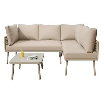 2-Zits Loungeset Touw met Tafel & Kussens, Tuin en Terras, Tuinbanken, Verzenden, Nieuw