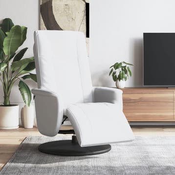vidaXL Fauteuil verstelbaar met voetensteun kunstleer wit, Huis en Inrichting, Fauteuils, Verzenden, Nieuw
