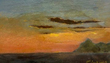 Italiaanse school (XX) - Marina siciliana con montagne al, Antiek en Kunst
