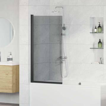 vidaXL Bad Douchescreen Zwart 68 x 130 cm Gehard glas, Doe-het-zelf en Verbouw, Sanitair, Verzenden, Nieuw
