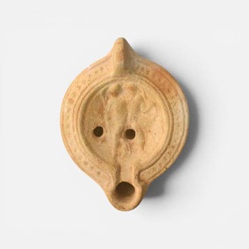 Oud-Romeins Terracotta-olielamp 11,50 cm.