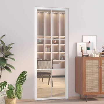 vidaXL Binnendeur 76x201,5 cm ESG-glas en aluminium wit, Verzenden, Nieuw
