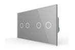 Livolo Touchscreen Schakelaar | Grijs | 2+2 | Aan/Uit, Ophalen of Verzenden, Nieuw, Schakelaar