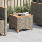 vidaXL Tuintafel 45x45x37 cm poly rattan en acaciahout grijs, Verzenden, Nieuw