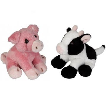 Boerderij dieren knuffels - pluche - varken en koe - 15 cm, Verzenden, Nieuw
