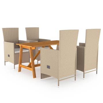 vidaXL 5-delige Tuinset beige, Verzenden, Nieuw, 4 zitplaatsen, Tuinset