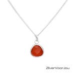 925 zilveren ketting met carneool hanger – warm en energiek, Verzenden, Nieuw, Zilver