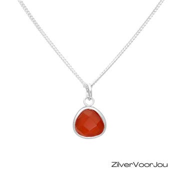 925 zilveren ketting met carneool hanger – warm en energiek, Sieraden, Tassen en Uiterlijk, Kettingen, Verzenden, Nieuw, Zilver