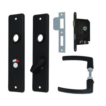 DX Set binnendeurbeslag deurklink op schild WC63/8 zwart, Verzenden, Nieuw