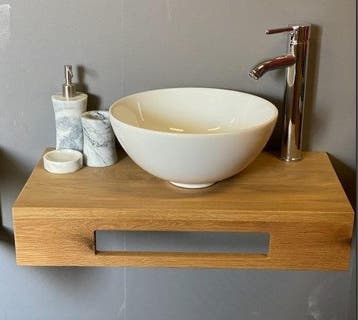 Fonteinplank Casajoy Eiken 61x32x12cm Met Keramische Waskom, Ophalen of Verzenden, Nieuw