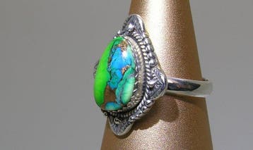 Turquoise ring - Hoogte: 26.6 mm - Breedte: 23.2 mm- 6.03 g