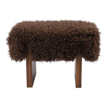 Hocker Tibetan lamb bruin 60,5x41x43,5cm, Huis en Inrichting, Verzenden, Nieuw