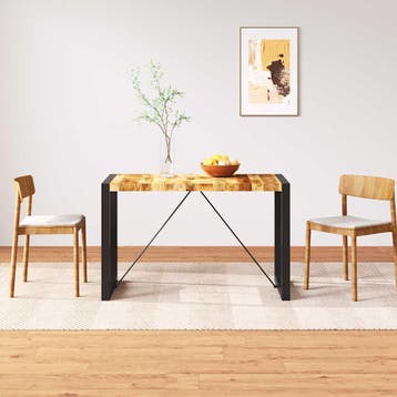 vidaXL Eettafel 120 cm massief ruw mangohout, Huis en Inrichting, Verzenden, Nieuw