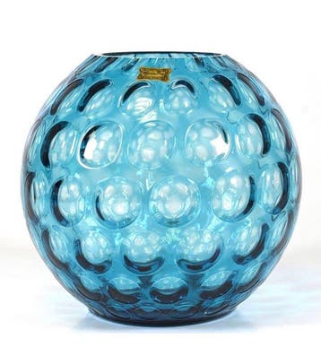 Egermann - Vaas - Kristal - Blauwe olijfvaas