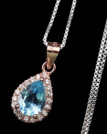 Topaas - Zilver, Le Miroir de lOcéan - Ketting Blauwe