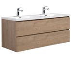 Badkamermeubel Set Angela 120cm Kastanje Eiken Badmeubel, Verzenden, Nieuw, Wastafelkast