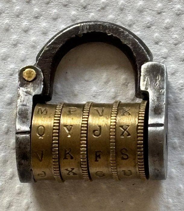 Hangslot - Régnier combinatie slot, Antiek en Kunst, Curiosa en Brocante