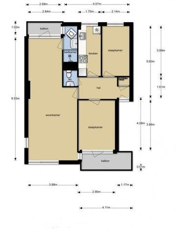 Te Huur 3 Kamer Appartement Rembrandtlaan In Enschede, Huizen en Kamers, Direct bij eigenaar, Overijssel, Enschede, Appartement