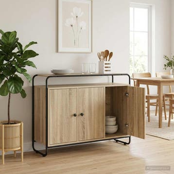 vidaXL Dressoir Sonoma Eiken 102 x 35 x 75 cm Bewerkt hout, Verzenden, Nieuw, Overige houtsoorten, Minder dan 50 cm