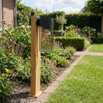 Houten tuinpaal - Staande buitenlamp | 50cm | E27 fitting, Ophalen of Verzenden, Nieuw, Netvoeding, Staande lamp