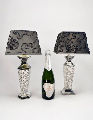 Tafellamp (2) - Keramiek, Chroom, Textiel - Buffetlight