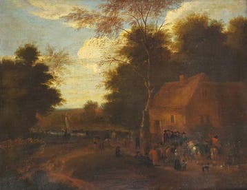 Nederlandse school (XVIII) - Rural Village Scene with