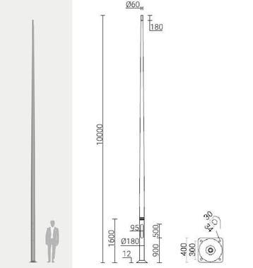 Kantelbare cameramast mast 10 meter hard geanodiseerd al..., Nieuw