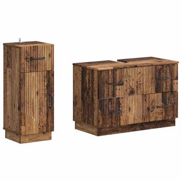 vidaXL 2-delige Badkamerkast Set HOORN Oud hout Bewerkt hout, Verzenden, Nieuw