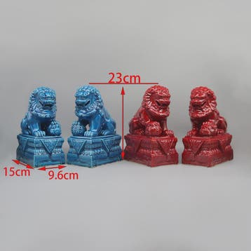 Set van 2 Chinese Foo Dogs Leeuwenbeelden - Keramiek - Woond, Verzenden