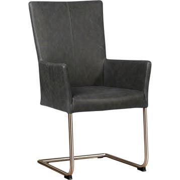 Leren eetkamerstoel Dry met armleuning - Vintage Grey, Huis en Inrichting, Nieuw, Leer, Ophalen of Verzenden, Modern