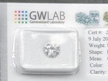 1 pcs Diamant (Natuurlijk) - 1.02 ct - Rond - D (kleurloos), Nieuw