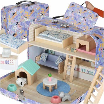 Speelhuis in Koffer met Meubels – Poppenhuis & Dierenhotel –, Ophalen of Verzenden, Nieuw