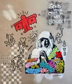 Quiona+ - ‘The Virgin with the Rubik’s x Keith Haring’ (No, Antiek en Kunst, Kunst | Schilderijen | Modern