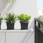 vidaXL Vierkante Bloemenschotel 24 pcs Zwart 15 x 15 x 2 cm, Tuin en Terras, Kunststof, Minder dan 30 cm, Verzenden, Minder dan 60 cm