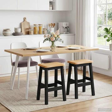 vidaXL Hoge Barkruk EKAI 2 st Zwart 40 x 29 x 63 cm Massief, Verzenden, Nieuw