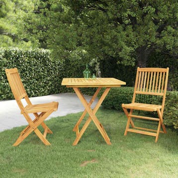vidaXL 3-delige Tuinset inklapbaar massief acaciahout, Verzenden, Nieuw, Hardhout, Tuinset