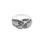 8 karaat ring met zwarte moissanite en heldere diamanten;..., Gebruikt, Overige kleuren, Ophalen of Verzenden, 17 tot 18