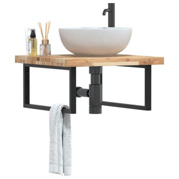 vidaXL Badkamer wandschap staal en massief acaciahout, Verzenden, Nieuw