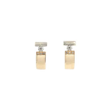 Gouden oorsieraden met diamant 14 karaat, Sieraden, Tassen en Uiterlijk, Oorbellen, Verzenden, Zo goed als nieuw, Goud