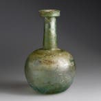 Oud-Romeins, Keizerrijk Glas Fles met mondstuk en rand - 178, Antiek en Kunst