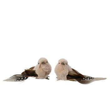 Vogeltje Creme Bruin naturel op clip SET 2 stuks, Ophalen of Verzenden, Nieuw