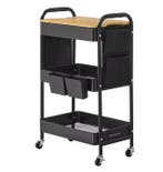 Zwarte Metalen Keukenwagen met Opbergbakken op Wielen, Verzenden, Nieuw in verpakking