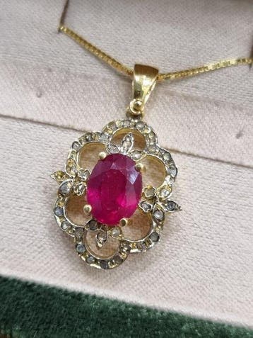 Zonder minimumprijs - Hanger - 9 kt. Zilver, Geel goud, Sieraden, Tassen en Uiterlijk, Antieke sieraden