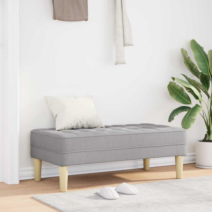 vidaXL Bank met kussen Wolkengrijs 113 x 57 x 39 cm Stof, Huis en Inrichting, Banken | Bankstellen, Nieuw, Minder dan 150 cm, Verzenden