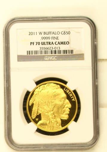 Gouden American Buffalo 1 oz 2011 NGC PF70 UCAM (TOP POP), Postzegels en Munten, Verzenden, Midden-Amerika, Losse munt, Goud